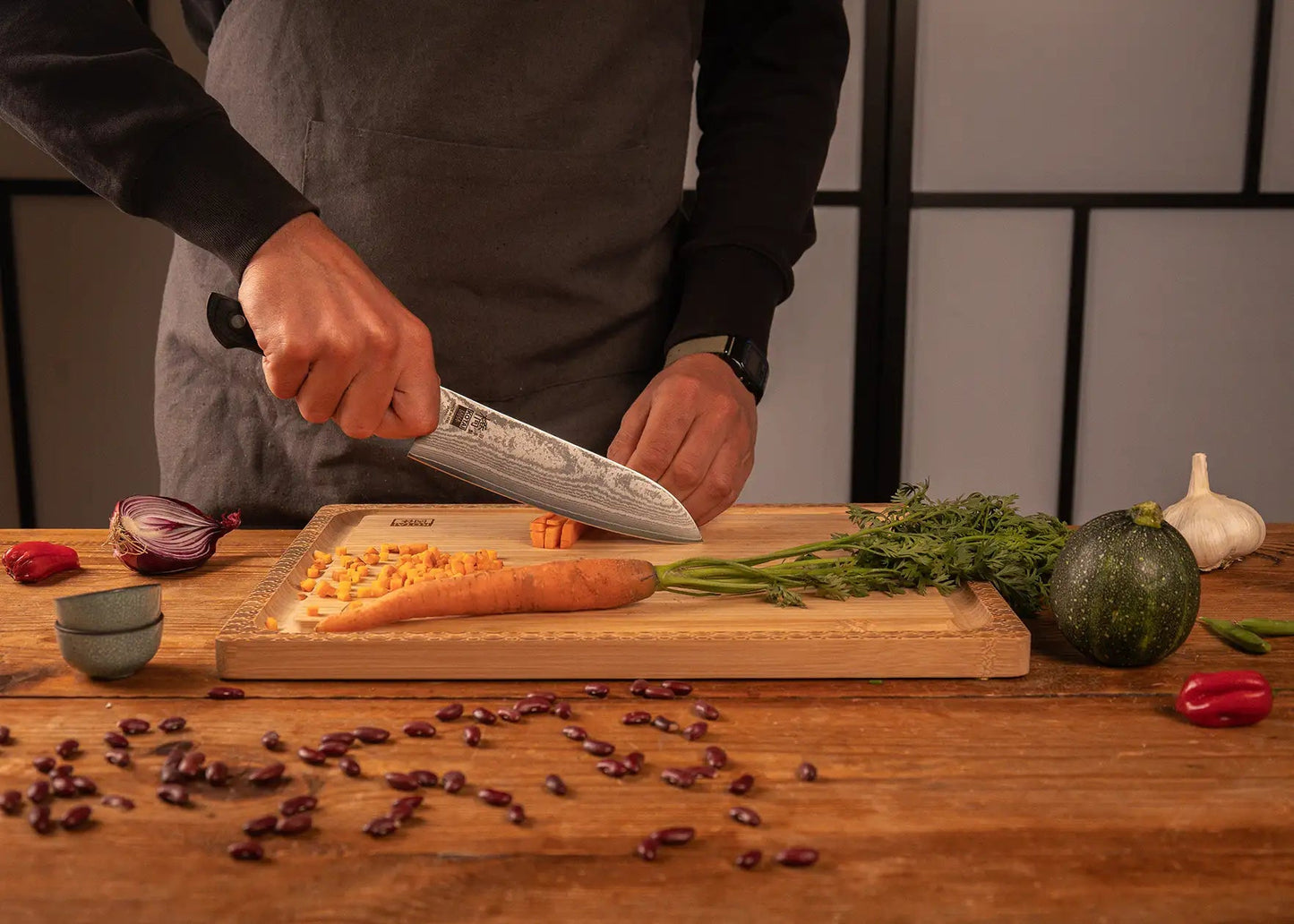 Couteau Santoku 180 mm - Collection Hashi Damas