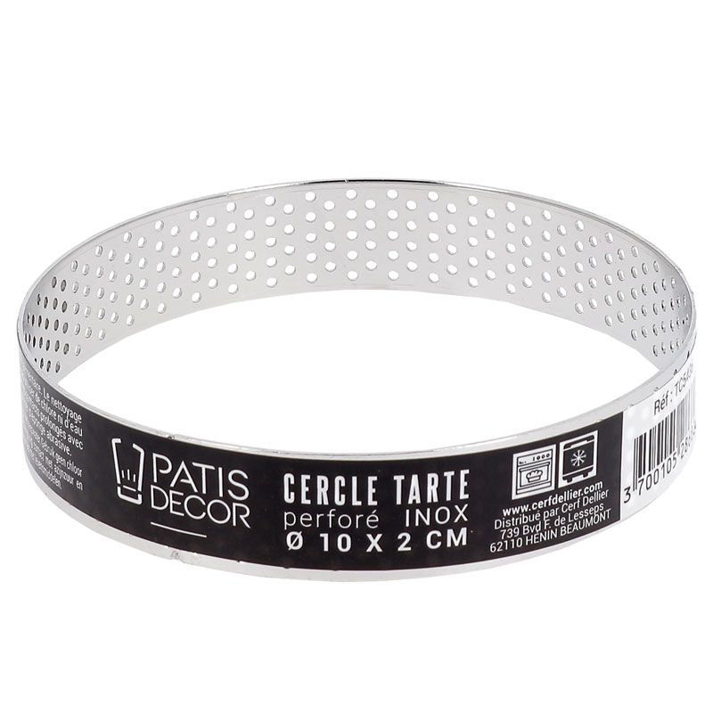 Cercle à tarte perforée hauteur 2 cm
