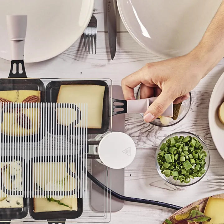 Lot de 2 poêlons raclette rectangulaires manche Gris moucheté