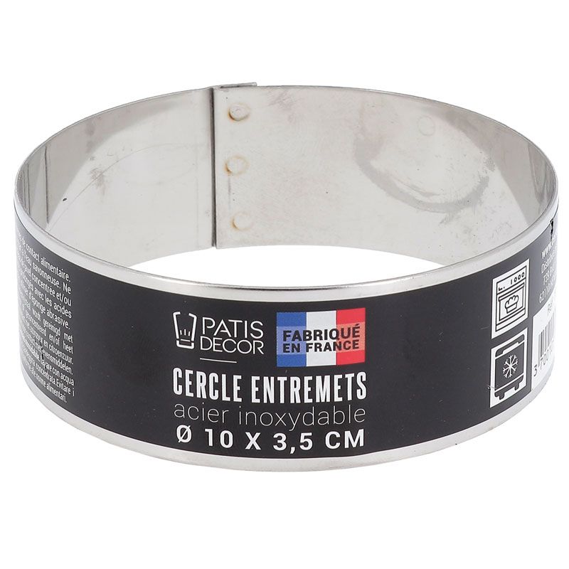 Cercle entremets en inox, hauteur 3.5 cm de 10 cm à 30 cm