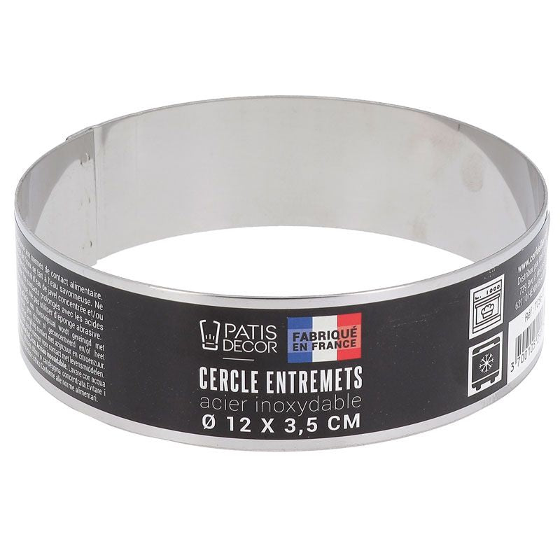 Cercle entremets en inox, hauteur 3.5 cm de 10 cm à 30 cm
