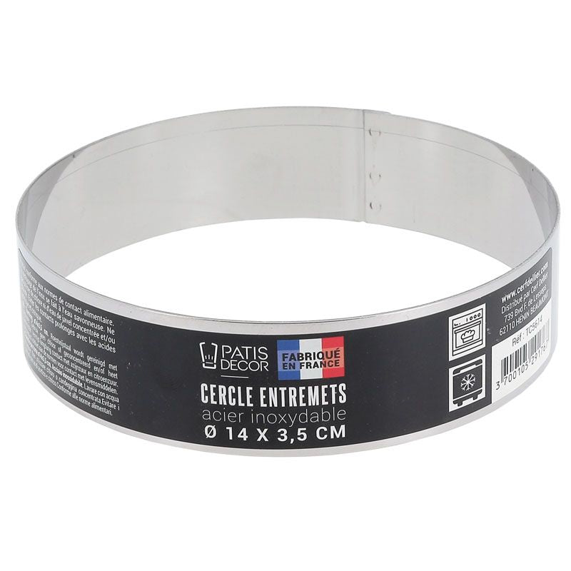 Cercle entremets en inox, hauteur 3.5 cm de 10 cm à 30 cm