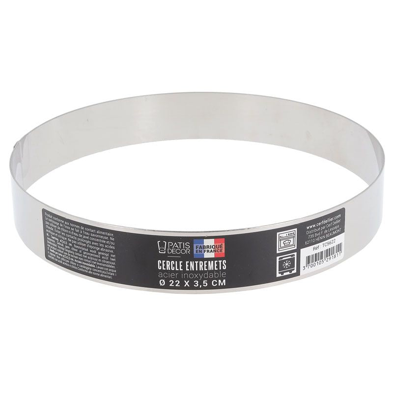 Cercle entremets en inox, hauteur 3.5 cm de 10 cm à 30 cm