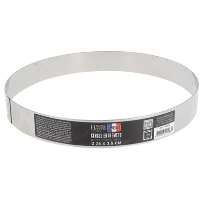 Cercle entremets en inox, hauteur 3.5 cm de 10 cm à 30 cm