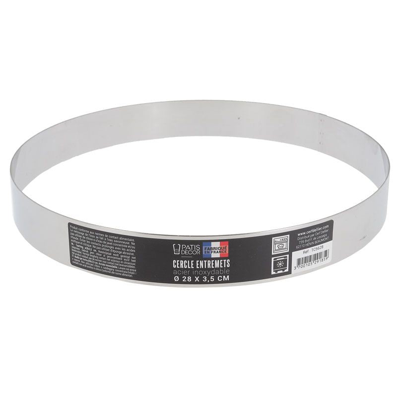Cercle entremets en inox, hauteur 3.5 cm de 10 cm à 30 cm
