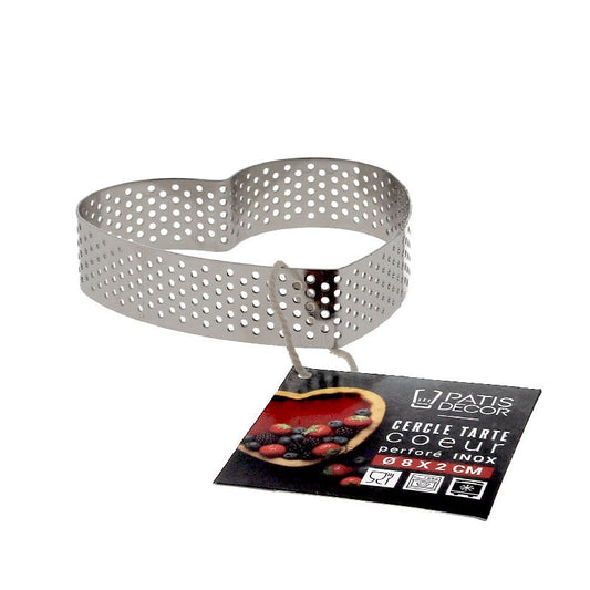 Cercle à tartes et gâteaux perforé en Cœur, hauteur 2 cm
