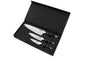 Coffret 3 couteaux de cuisine japonais (chef 21 cm, office 9 cm, universel 15 cm) manche Ébène