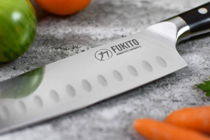 Couteau de cuisine japonais Santoku 18 cm manche Ébène