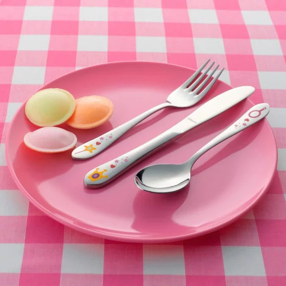3 couverts pour enfants en inoix brillant - Thème PRINCESS