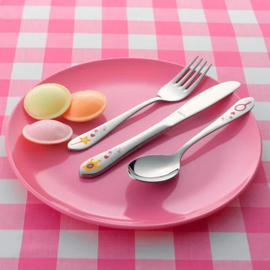 3 couverts pour enfants en inoix brillant - Thème PRINCESS