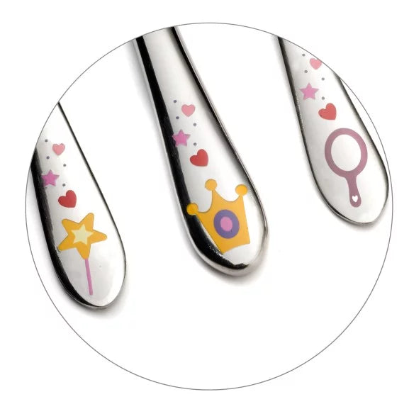 3 couverts pour enfants en inoix brillant - Thème PRINCESS
