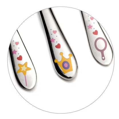 3 couverts pour enfants en inoix brillant - Thème PRINCESS