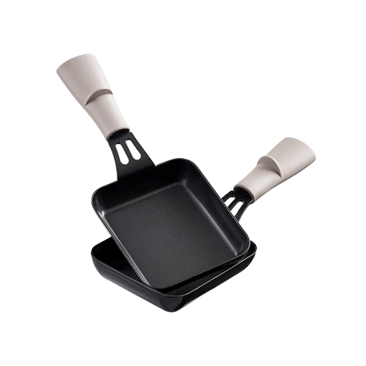 Lot de 2 poêlons raclette rectangulaires manche Gris moucheté