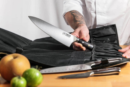 Mallette 5 couteaux de cuisine professionnels (office 9cm, universel 15cm, désosseur 15cm, santoku alvéolé 18cm, chef 21cm)