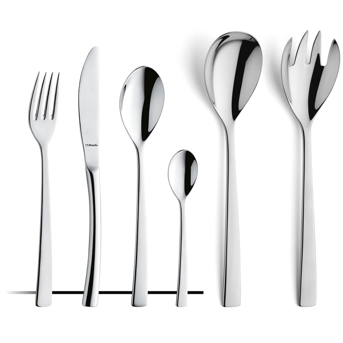 Ménagère 49 pièces Inox 18/10 brillant avec service à salade et louche