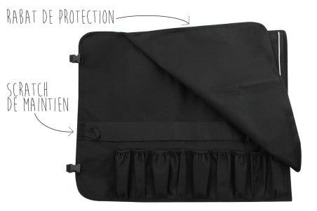 Trousse vide pour 9 couteaux de cuisine + 2 poches de rangement