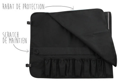Trousse vide pour 9 couteaux de cuisine + 2 poches de rangement