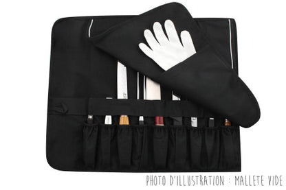 Trousse vide pour 9 couteaux de cuisine + 2 poches de rangement